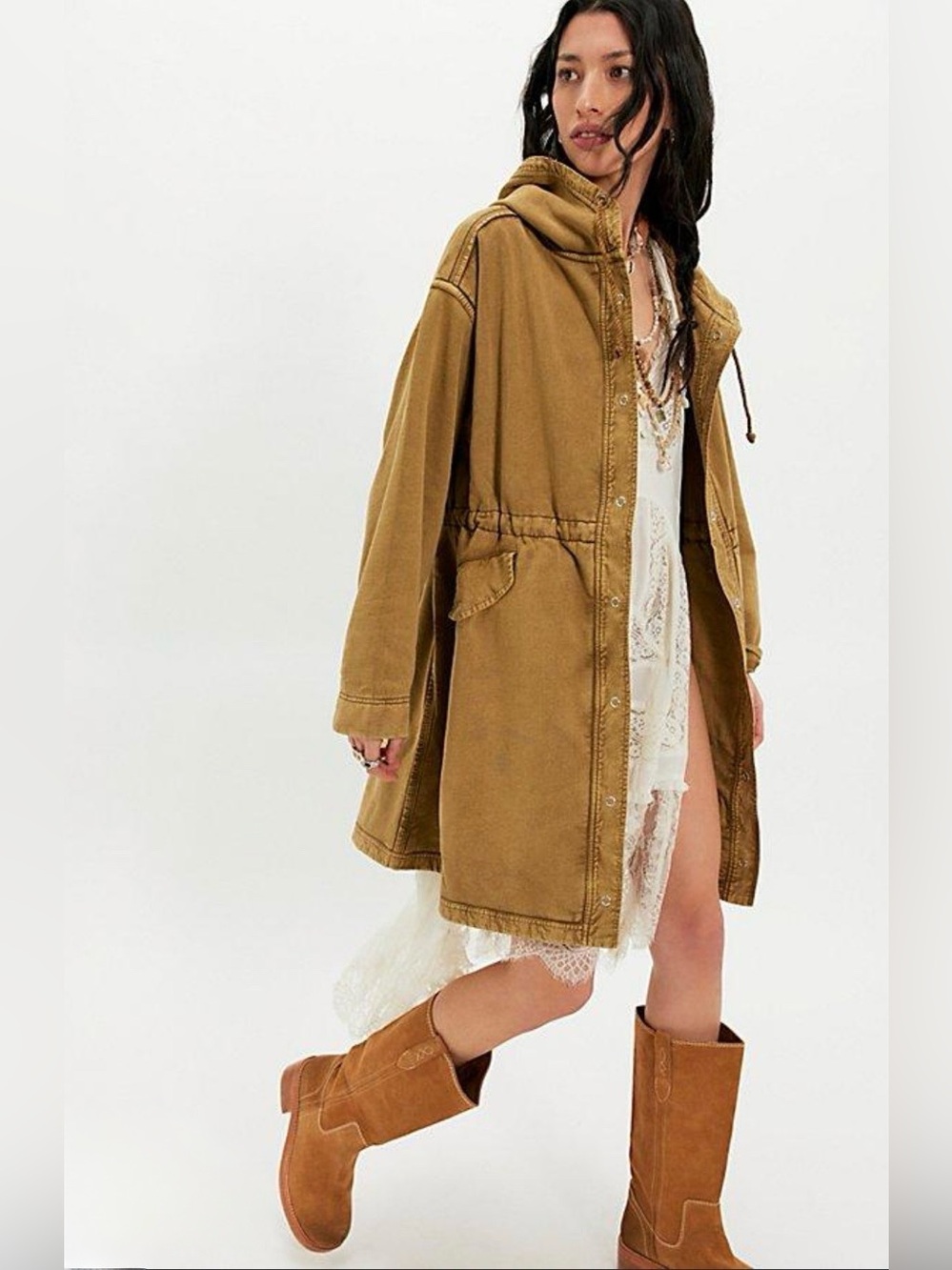 NWT Free People Margo Oversized Cardi in Aged Gold